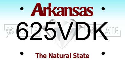625VDK Arkansas License Plate