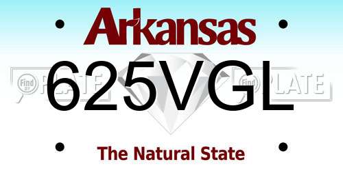 625VGL Arkansas License Plate