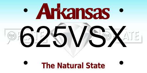 625VSX Arkansas License Plate