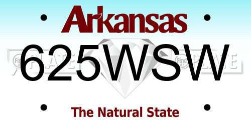 625WSW Arkansas License Plate