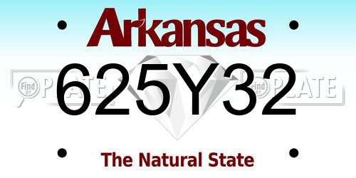 625Y32 Arkansas License Plate