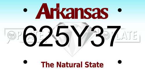 625Y37 Arkansas License Plate