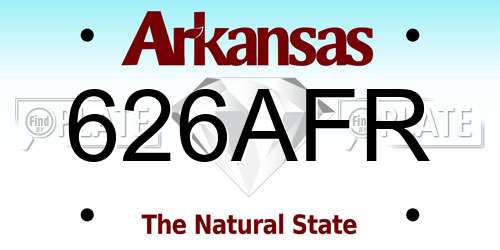 626AFR Arkansas License Plate