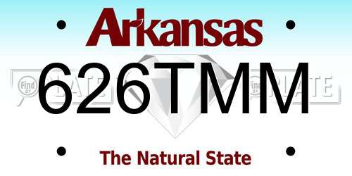 626TMM Arkansas License Plate