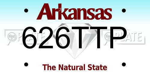 626TTP Arkansas License Plate