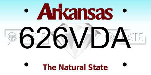 626VDA Arkansas License Plate