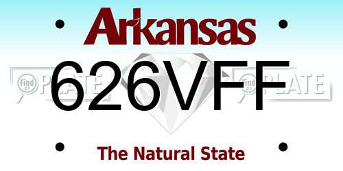 626VFF Arkansas License Plate