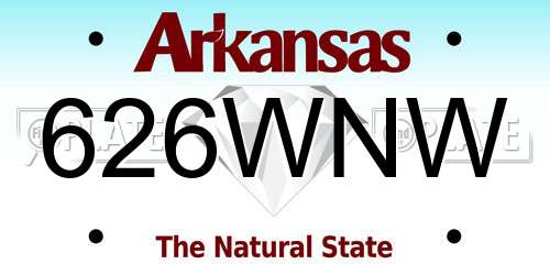 626WNW Arkansas License Plate