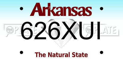 626XUI Arkansas License Plate