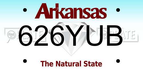 626YUB Arkansas License Plate