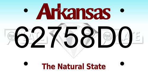 62758D0 Arkansas License Plate