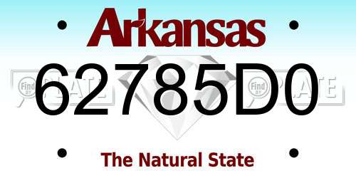 62785D0 Arkansas License Plate