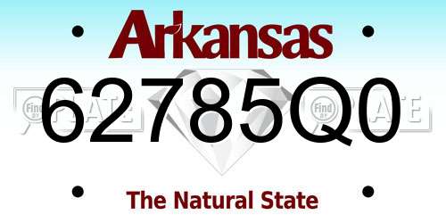 62785Q0 Arkansas License Plate