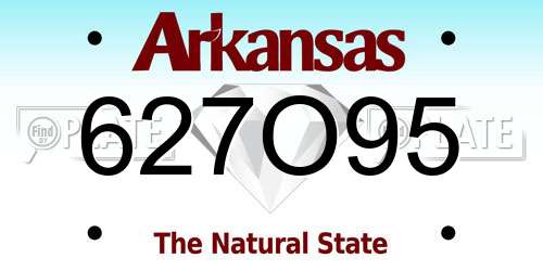 627O95 Arkansas License Plate