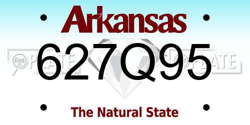 627Q95 Arkansas License Plate