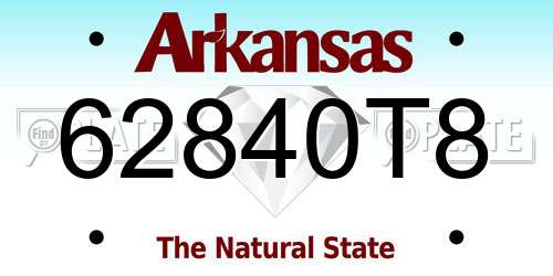 62840T8 Arkansas License Plate