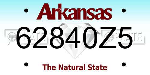 62840Z5 Arkansas License Plate