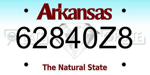 62840Z8 Arkansas License Plate
