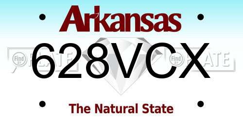 628VCX Arkansas License Plate
