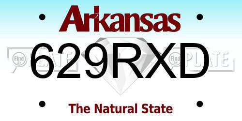 629RXD Arkansas License Plate