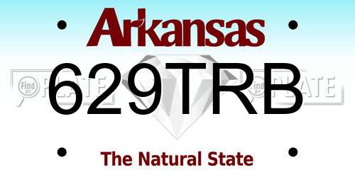 629TRB Arkansas License Plate