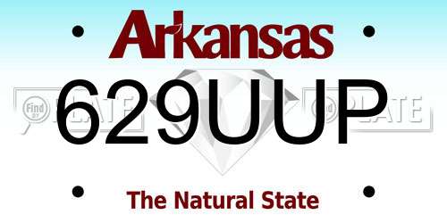 629UUP Arkansas License Plate