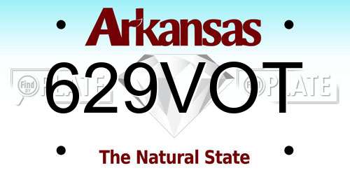 629VOT Arkansas License Plate