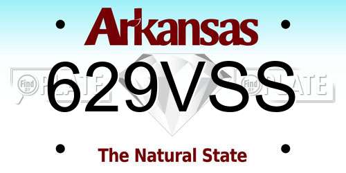 629VSS Arkansas License Plate