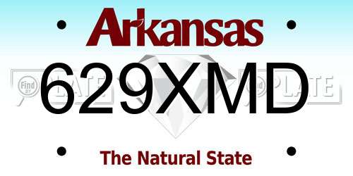 629XMD Arkansas License Plate