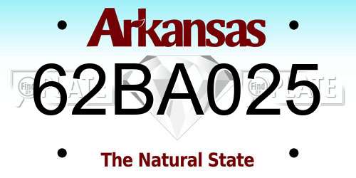 62BA025 Arkansas License Plate