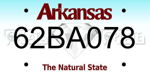 62BA078 Arkansas License Plate