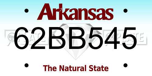 62BB545 Arkansas License Plate
