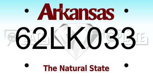 62LK033 Arkansas License Plate