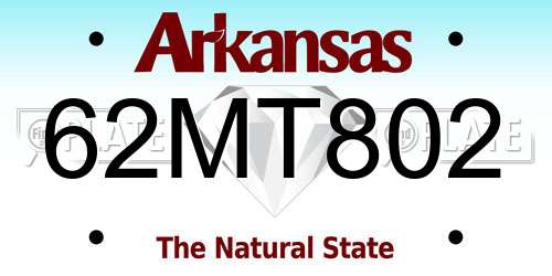 62MT802 Arkansas License Plate