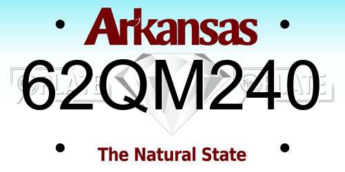 62QM240 Arkansas License Plate