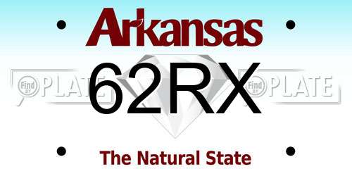62RX Arkansas License Plate