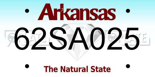 62SA025 Arkansas License Plate