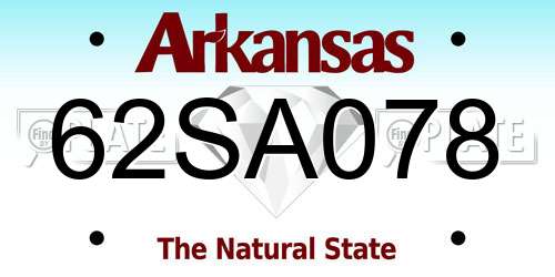 62SA078 Arkansas License Plate