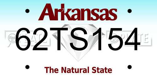 62TS154 Arkansas License Plate