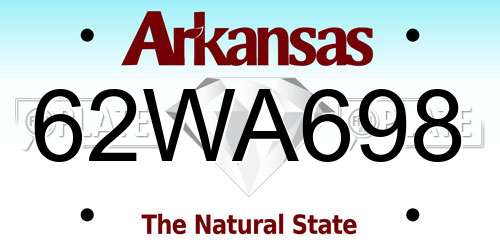62WA698 Arkansas License Plate