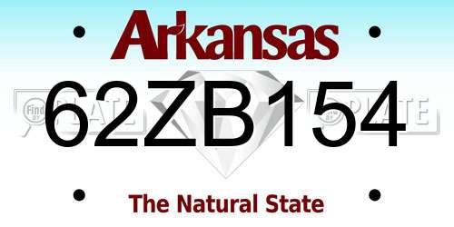 62ZB154 Arkansas License Plate