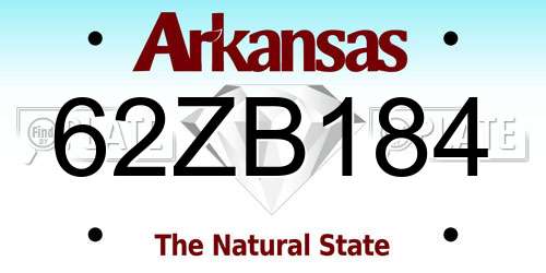 62ZB184 Arkansas License Plate