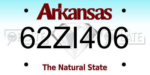 62ZI406 Arkansas License Plate