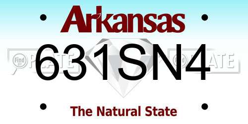 631SN4 Arkansas License Plate