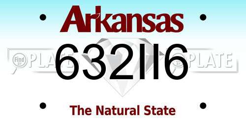 632II6 Arkansas License Plate