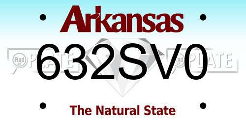 632SV0 Arkansas License Plate