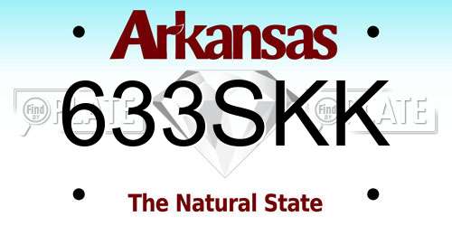 633SKK Arkansas License Plate