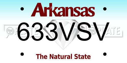 633VSV Arkansas License Plate