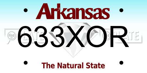 633XOR Arkansas License Plate