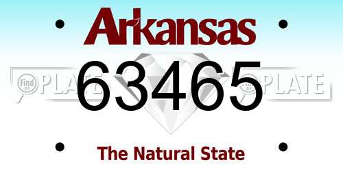 63465 Arkansas License Plate